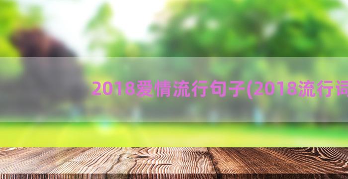 2018爱情流行句子(2018流行词)