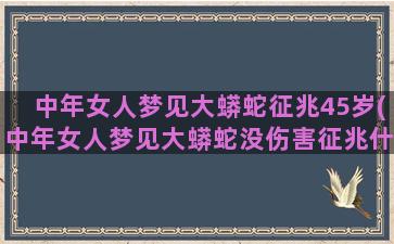 中年女人梦见大蟒蛇征兆45岁(中年女人梦见大蟒蛇没伤害征兆什么意思)