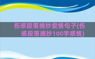 伤感段落摘抄爱情句子(伤感段落摘抄100字感情)