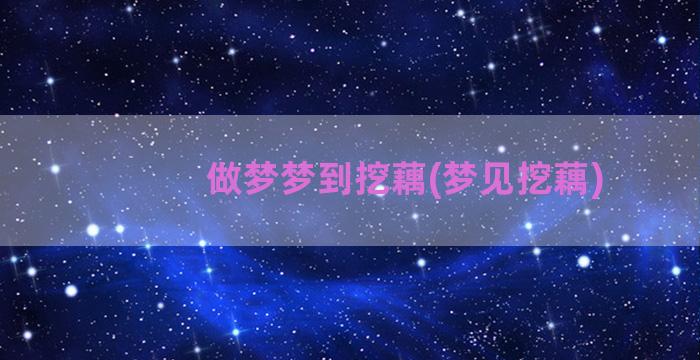 做梦梦到挖藕(梦见挖藕)