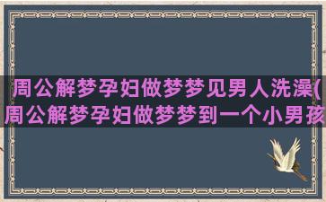 周公解梦孕妇做梦梦见男人洗澡(周公解梦孕妇做梦梦到一个小男孩打我)