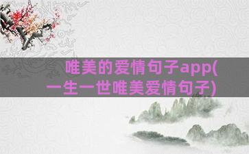 唯美的爱情句子app(一生一世唯美爱情句子)