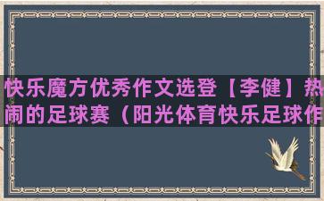 快乐魔方优秀作文选登【李健】热闹的足球赛（阳光体育快乐足球作文怎么写）(我对魔方的痴迷优秀作文)