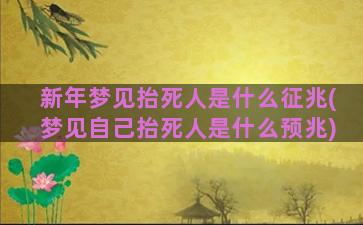 新年梦见抬死人是什么征兆(梦见自己抬死人是什么预兆)