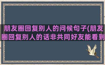 朋友圈回复别人的问候句子(朋友圈回复别人的话非共同好友能看到吗)