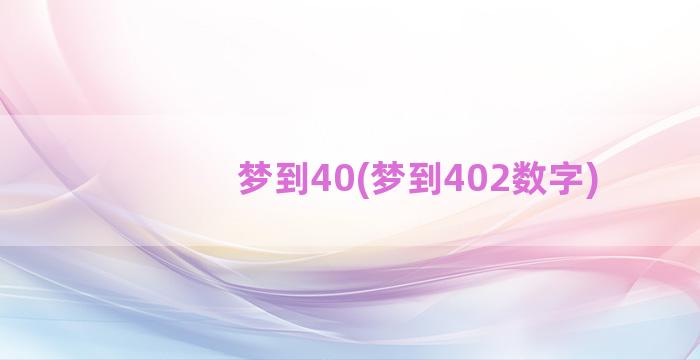 梦到40(梦到402数字)