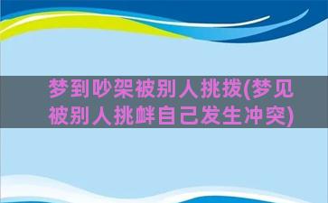 梦到吵架被别人挑拨(梦见被别人挑衅自己发生冲突)