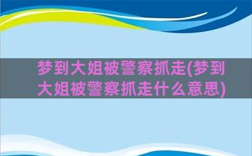 梦到大姐被警察抓走(梦到大姐被警察抓走什么意思)