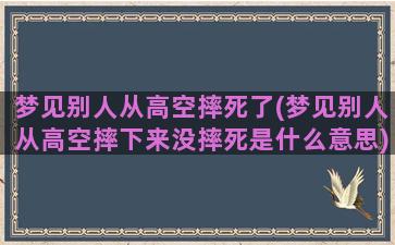 梦见别人从高空摔死了(梦见别人从高空摔下来没摔死是什么意思)