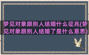 梦见对象跟别人结婚什么征兆(梦见对象跟别人结婚了是什么意思)