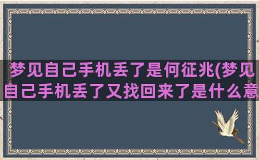 梦见自己手机丢了是何征兆(梦见自己手机丢了又找回来了是什么意思)