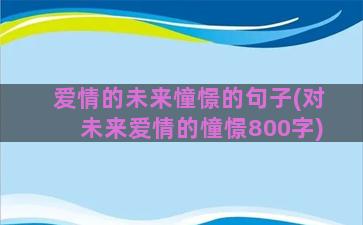 爱情的未来憧憬的句子(对未来爱情的憧憬800字)