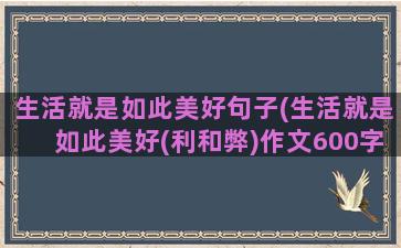 生活就是如此美好句子(生活就是如此美好(利和弊)作文600字)