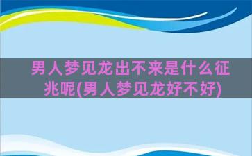 男人梦见龙出不来是什么征兆呢(男人梦见龙好不好)