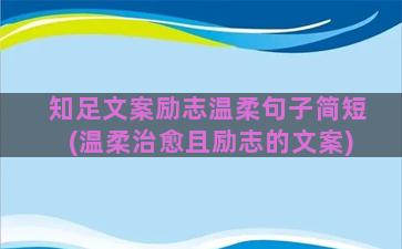 知足文案励志温柔句子简短(温柔治愈且励志的文案)