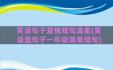 笑话句子爱情短句温柔(笑话造句子一年级简单短句)