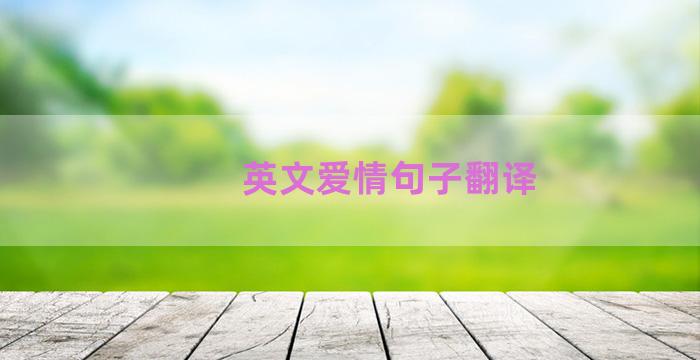 英文爱情句子翻译