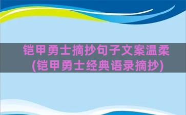 铠甲勇士摘抄句子文案温柔(铠甲勇士经典语录摘抄)